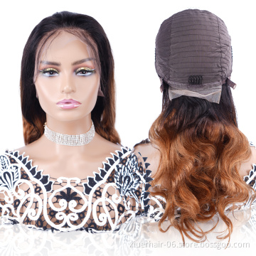 High Quality Density 150% 180% Frontal 13x4 Transparent Virgin Blonde Front T 1B/27 Body Wave Lace Human Hair Wig